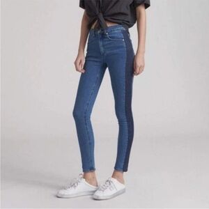Rag & Bone Mazie High Waist Skinny Fit Crop Tuxedo Stripe Jeans Size 28